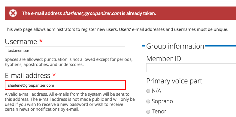 email address is already in use перевести